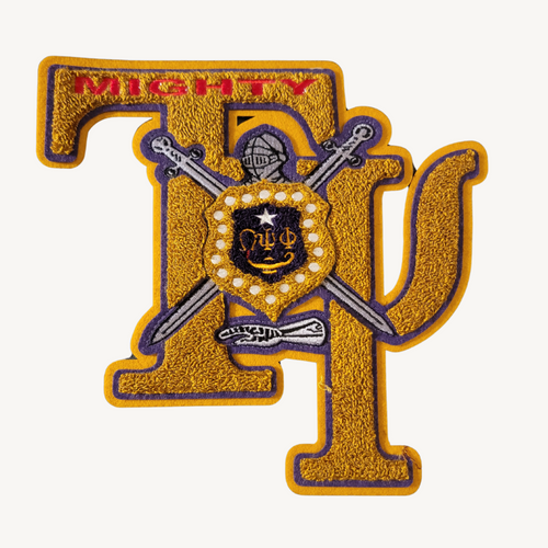 Tau Psi Gold Chenille Patch with Shield