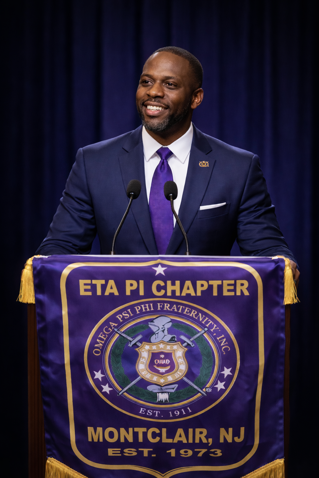 Omega Psi Phi Custom Chapter Podium Banner