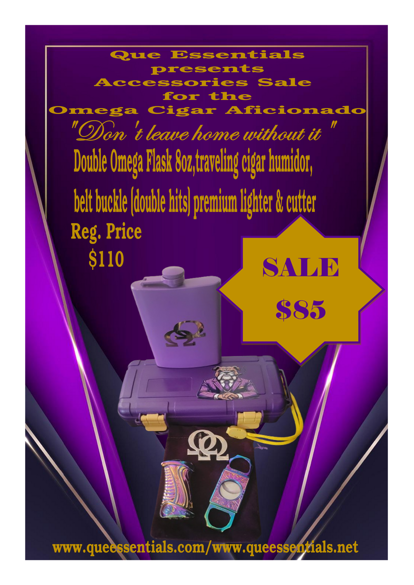 Cigar Humidor and Flask Gift Set