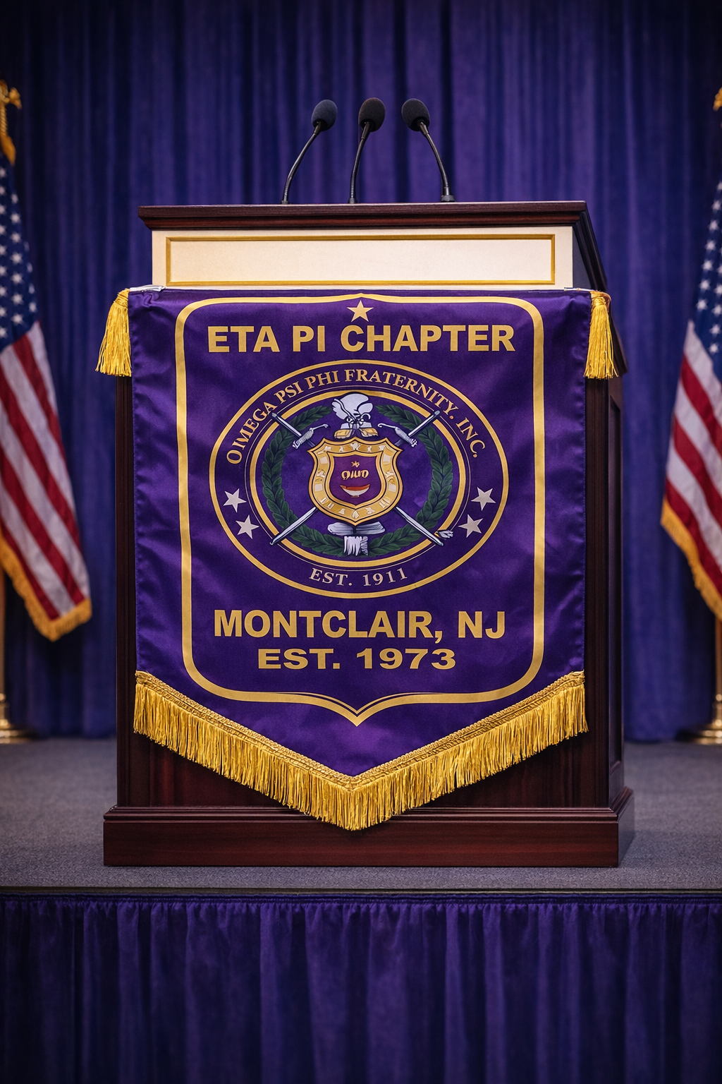 Omega Psi Phi Custom Chapter Podium Banner