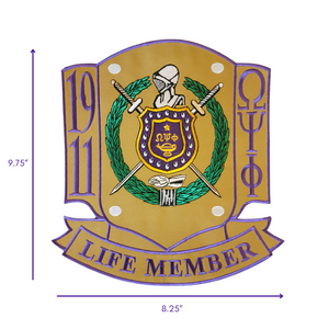 Omega Psi Phi Life Member Patch  - Small - Purple Twill