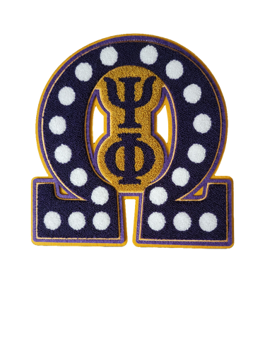 Omega Psi Phi - Chenille Patch with Interlocking Letters