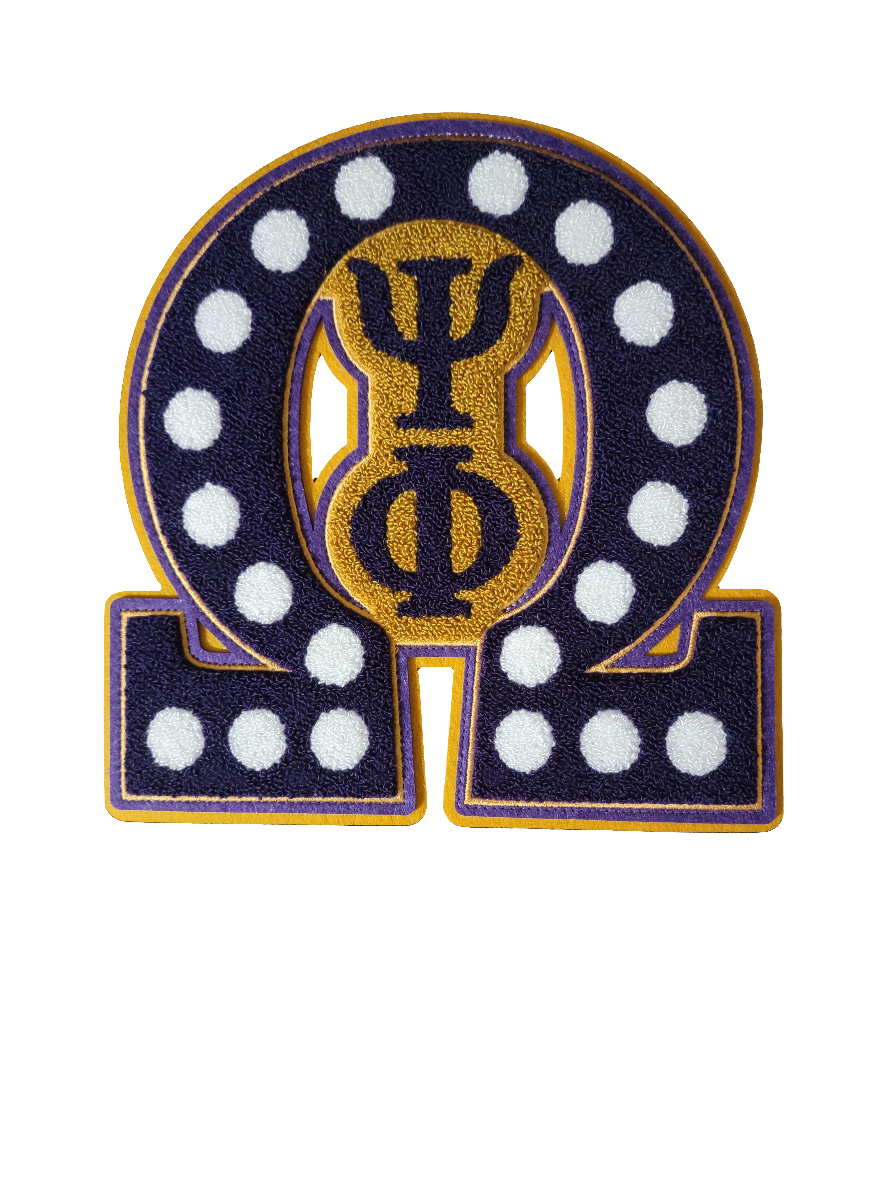 Omega Psi Phi - Chenille Patch with Interlocking Letters