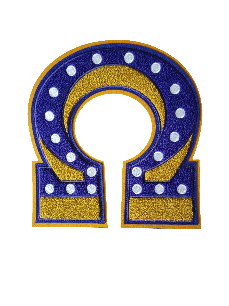 Omega Psi Phi - Chenille Omega Patch with Twenty Pearls