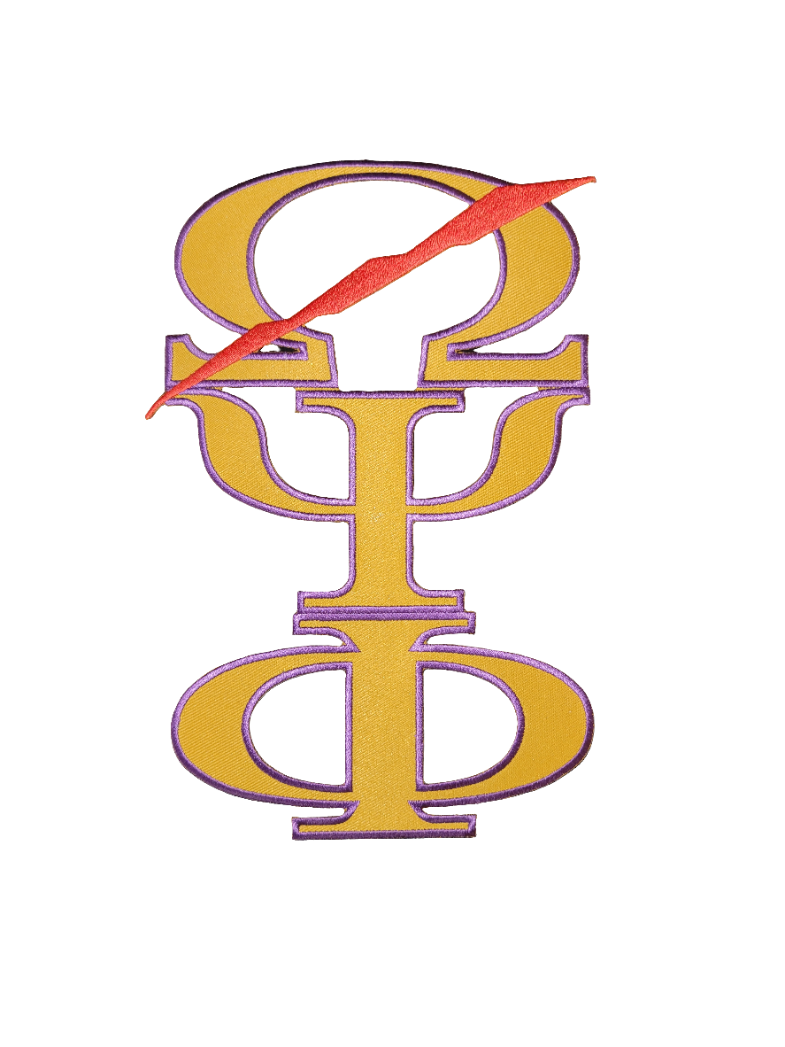 Omega Psi Phi - Twill Greek Letter Vertical Patch With Thunderbolt