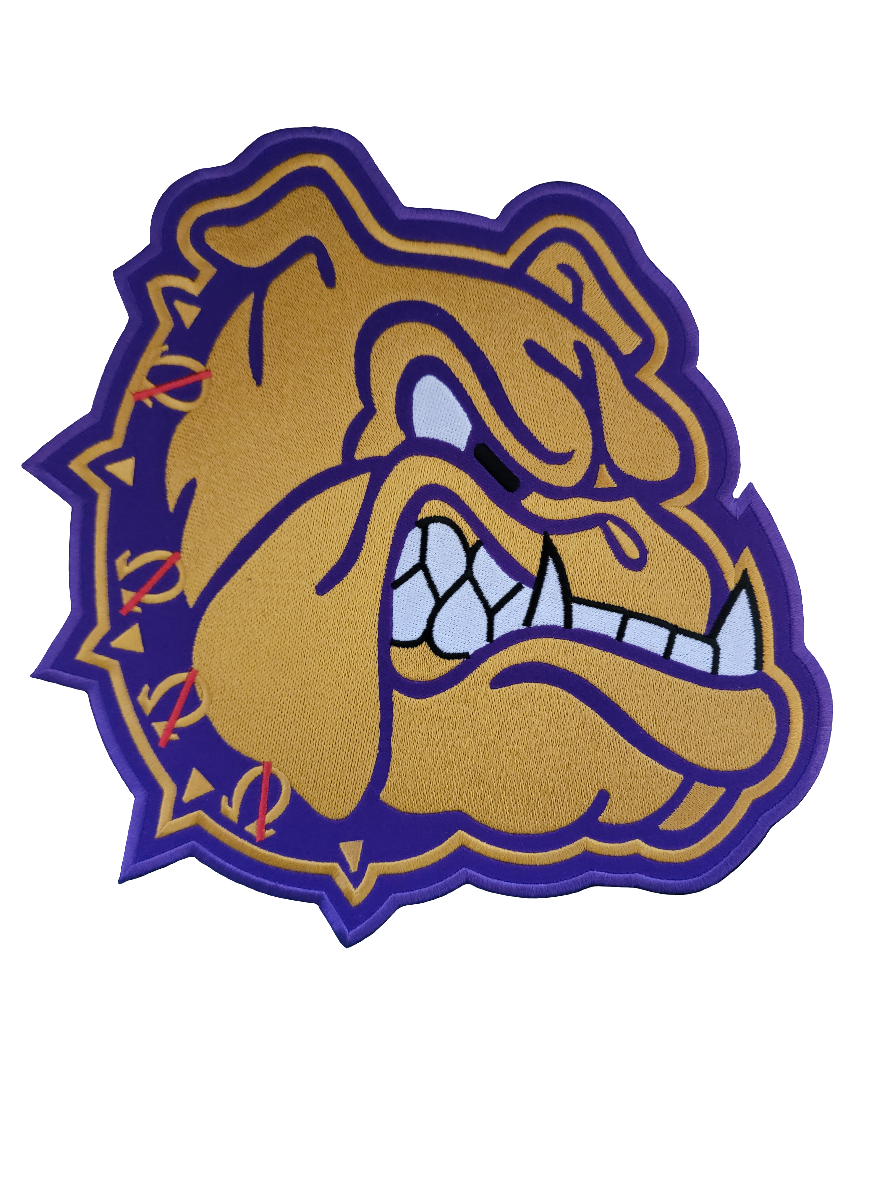 Omega Psi Phi Gold Bulldog Head Twill Patch