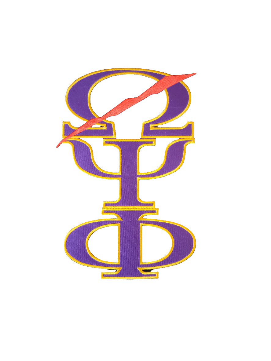 Omega Psi Phi - Twill Greek Letter Vertical Patch With Thunderbolt