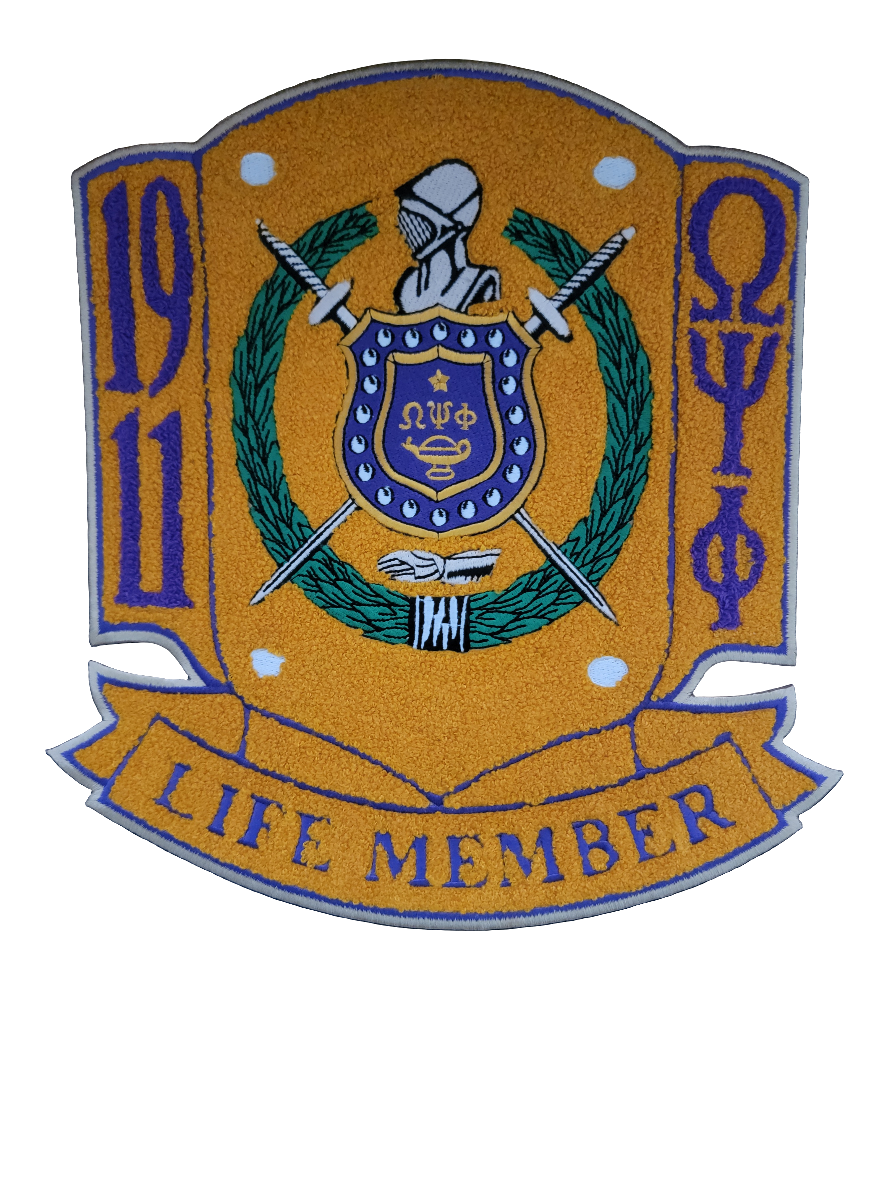 Omega Psi Phi  Chenille Life Member Patch