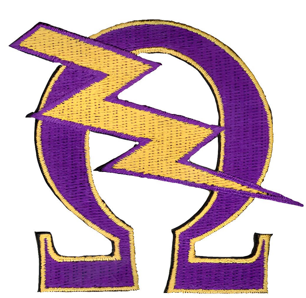 Omega Psi Phi Thunderbolt Embroidered Patch - 10.5"