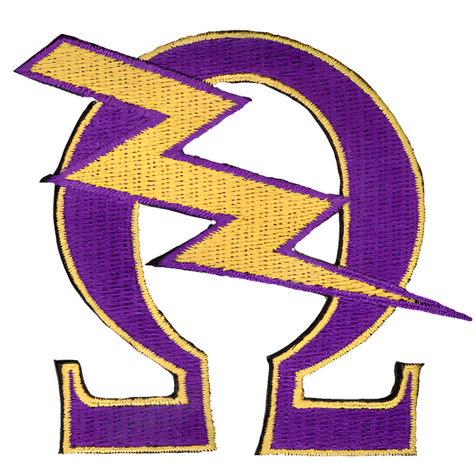 Omega Psi Phi Thunderbolt Embroidered Patch - 10.5"