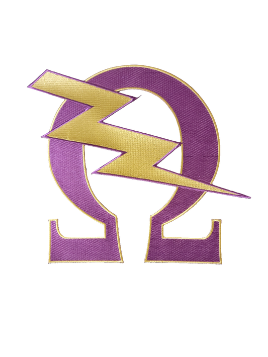 Omega Psi Phi Twill Omega Patch with Thunderbolt