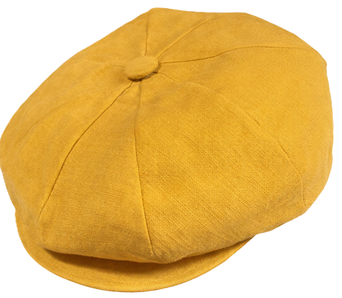 Gold Linen Newsboy Cap