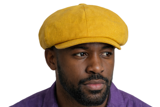 Gold Linen Newsboy Cap