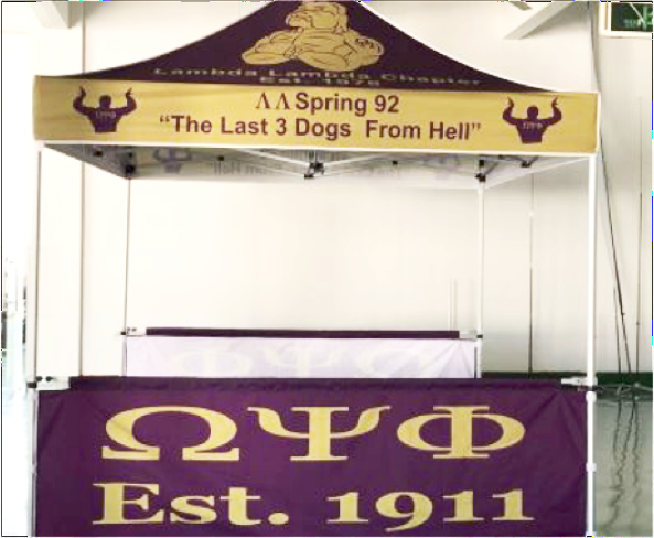 Omega Psi Phi Tent customized by QueEssentials.com