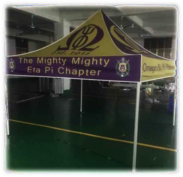 Omega Psi Phi Tent customized by QueEssentials.com