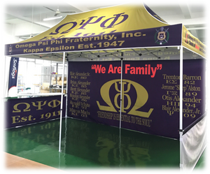 Omega Psi Phi Tent customized by QueEssentials.com
