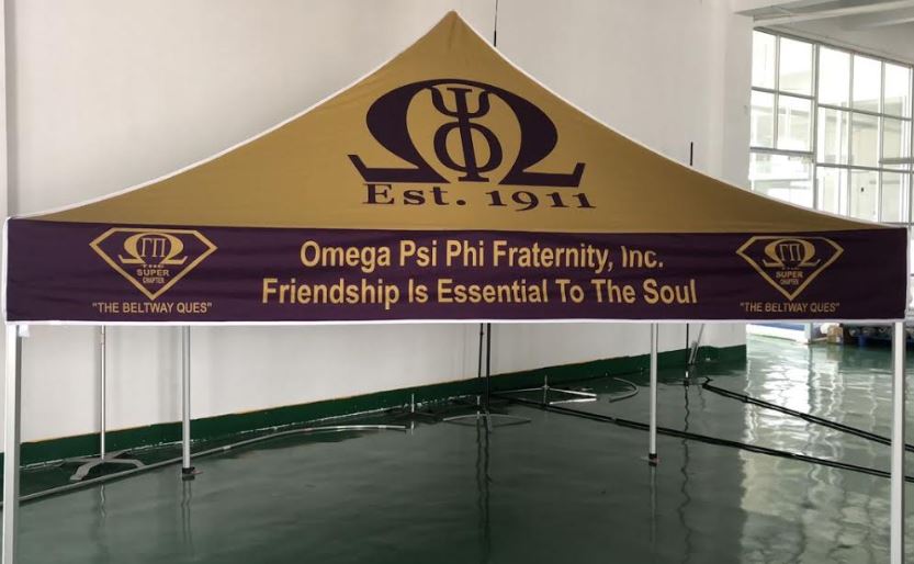 Omega Psi Phi Tent customized by QueEssentials.com