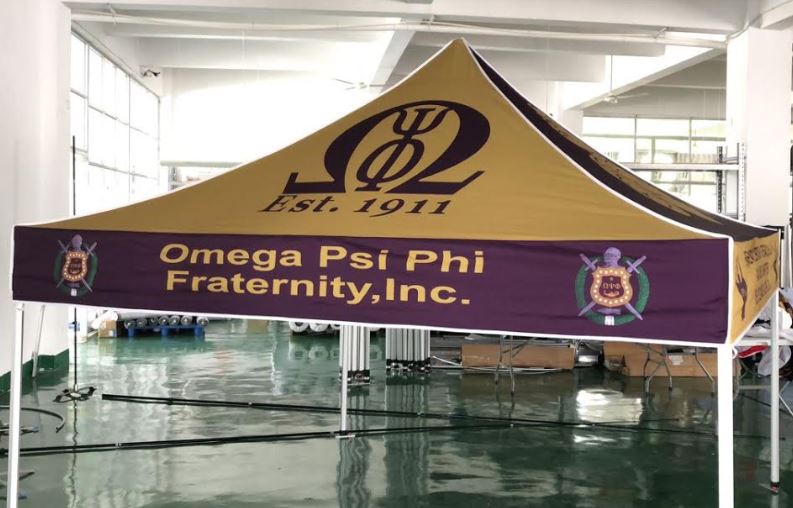 Omega Psi Phi Tent customized by QueEssentials.com