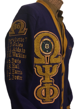 ΩΨΦ - Purple and Gold Cardigan with Lamp and Greek Letters