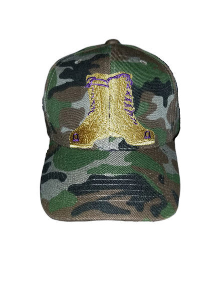Omega Psi Phi Gold Boots Camouflage Hat