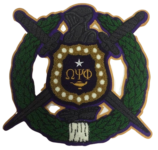 Omega Psi Phi Shield 10" Patch by QueEssentials.com