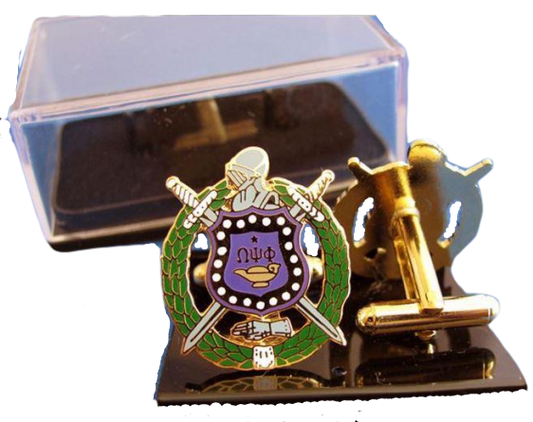 Omega Psi Phi Gold Tone Shield Cufflinks
