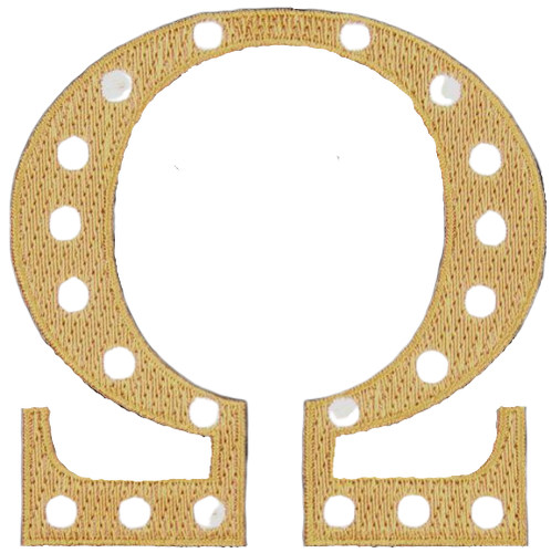 Omega Psi Phi Gold Embroidered Omega Patch with Pearls