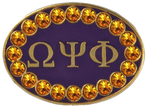 Cufflinks Omega Psi Phi oval  with gold stones