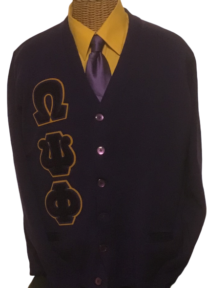 Purple Cardigan with Greek Letters