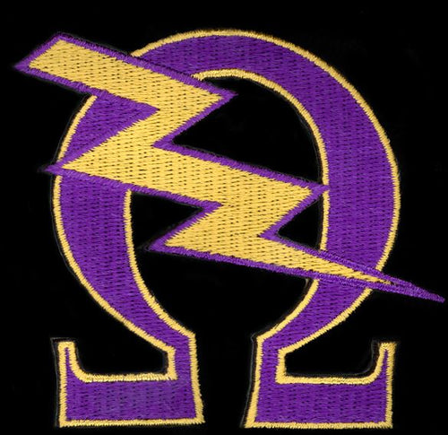 Omega Psi Phi Embroidered Omega Patch with Thunderbolt