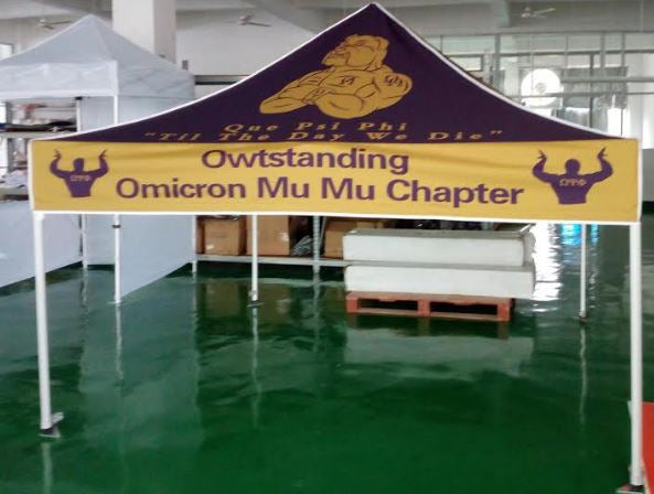 10 x 10 Custom Omega Psi Phi Canopy Tent