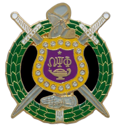 Omega Psi Phi Lapel Pin - Shield with Swarovski Crystal