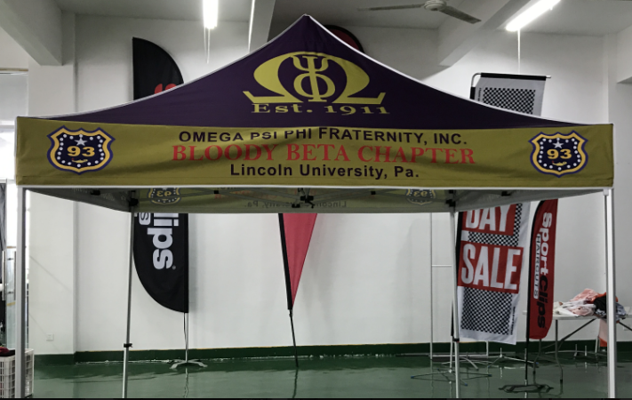 Omega Psi Phi Tent customized by QueEssentials.com